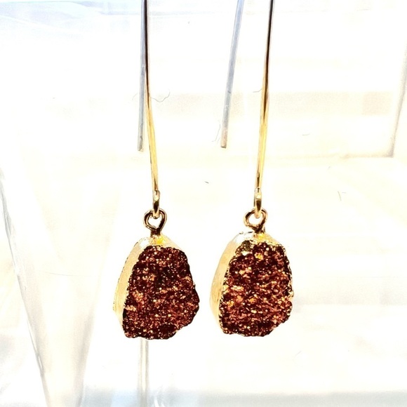 DANGLE Teardrop Druzy Earrings copper - Picture 5 of 5